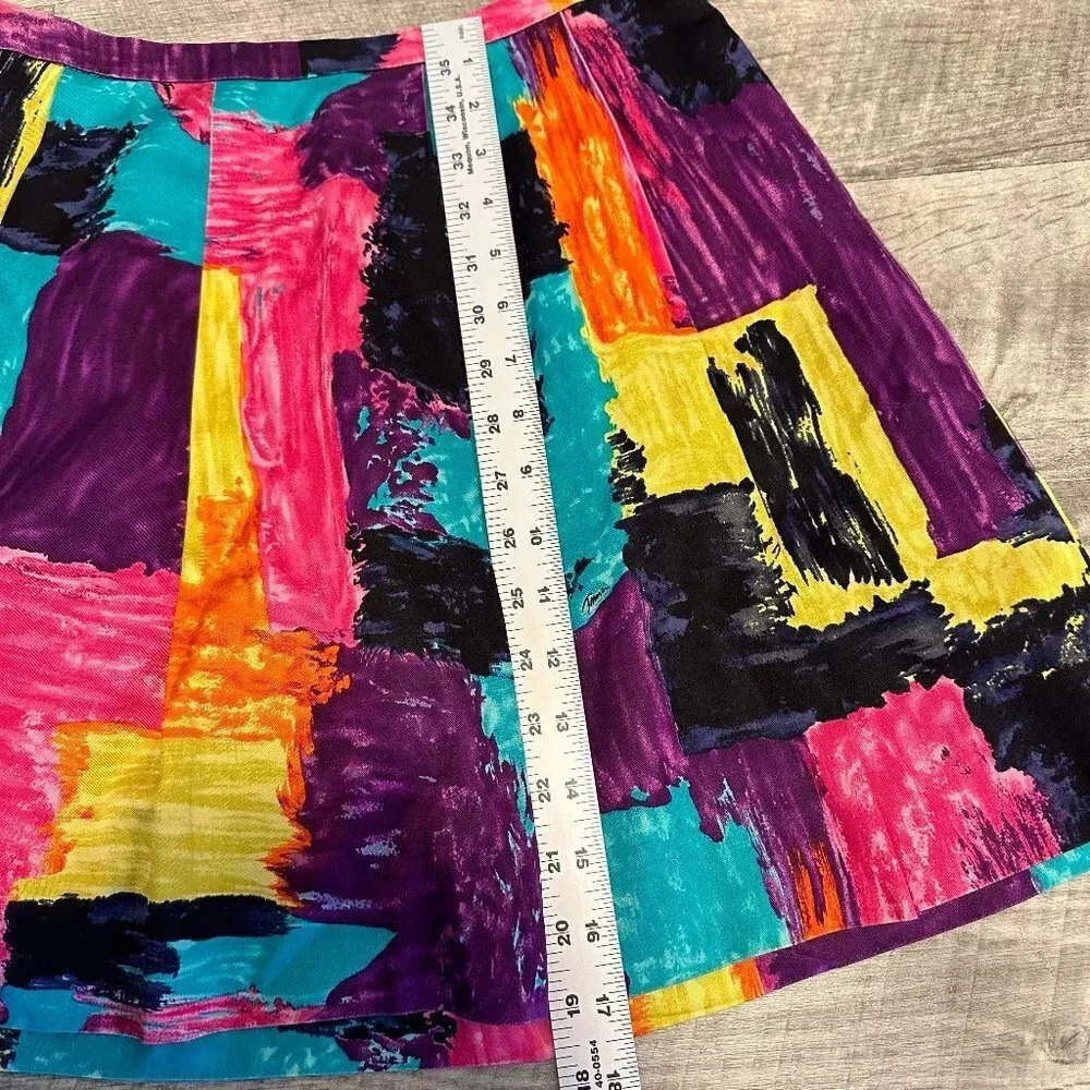 Trina Turk Skirt Silk Blend Colorful Paint Print Pleated Size 2 - Picture 5 of 6
